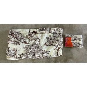 Vintage Montgomery Ward‎ Muslin Fitted Flat Sheet Set Safari Jungle